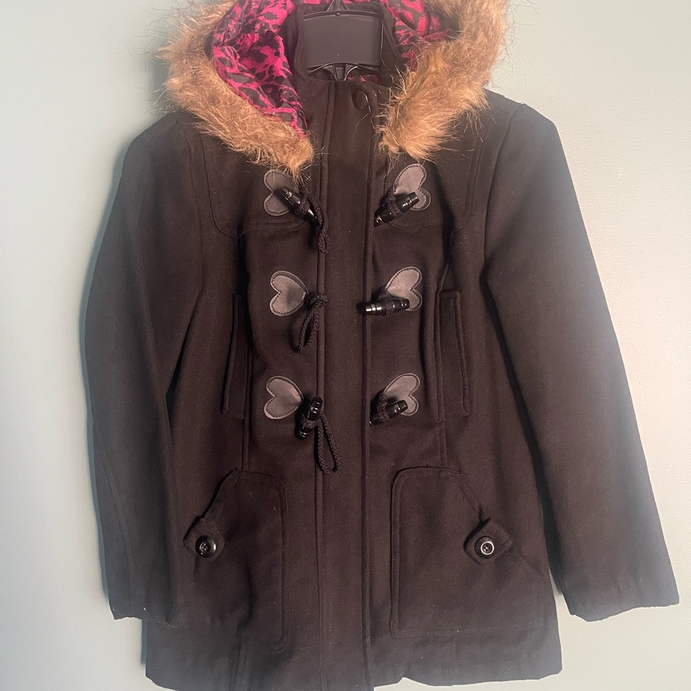 Kids Black Toggle Coat